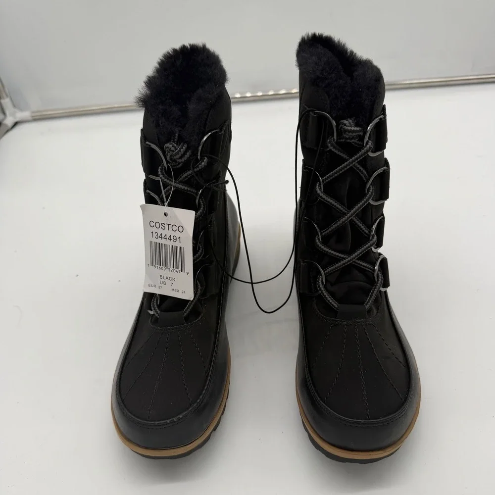 JBU by Jambu Womens Black Winter Snow Boots Faux Fur Trim Lace Up Size 7 1344491